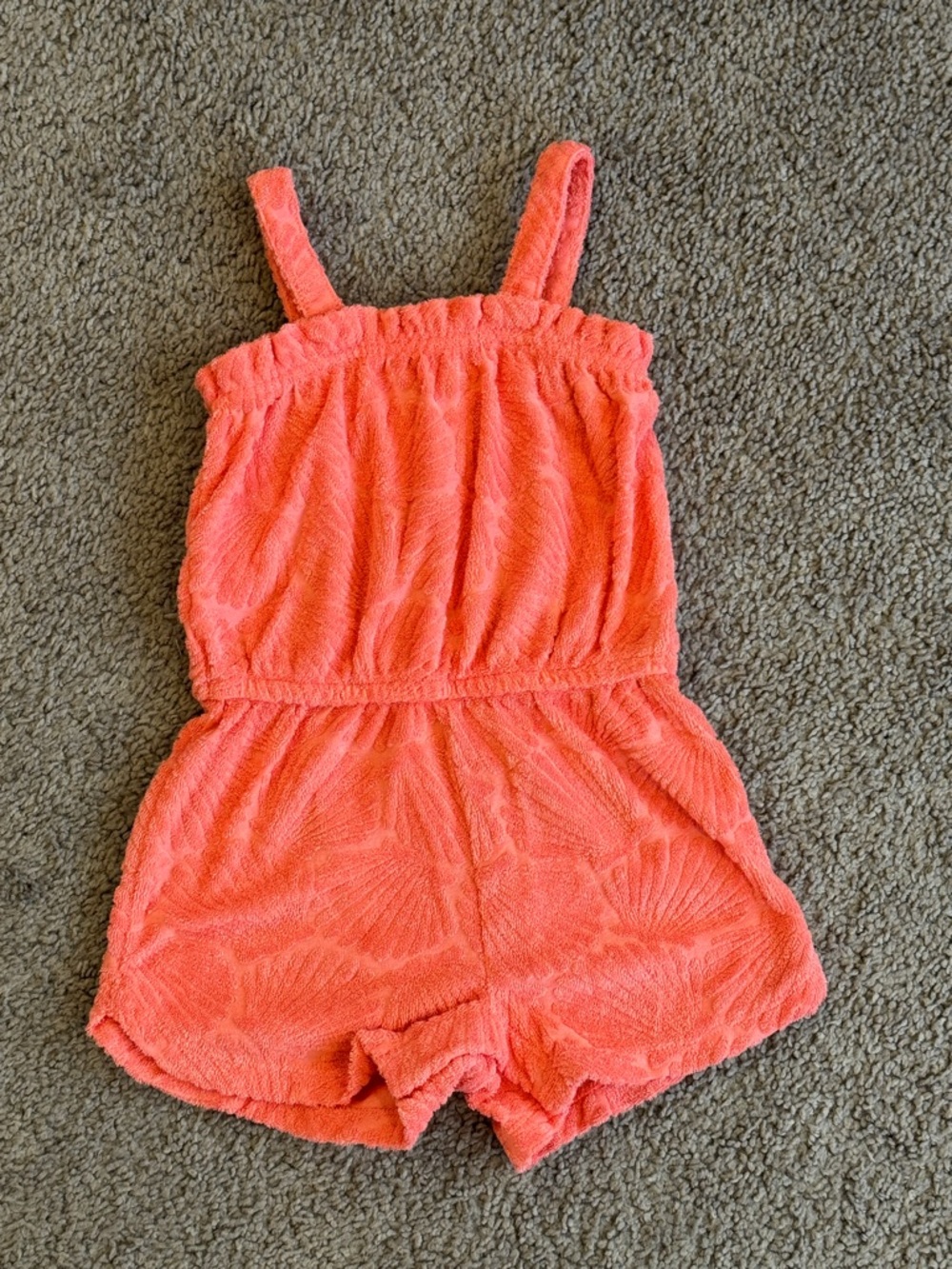 GAP Coral Orange Seashell Print Terry Knit Girls' Romper - 2T